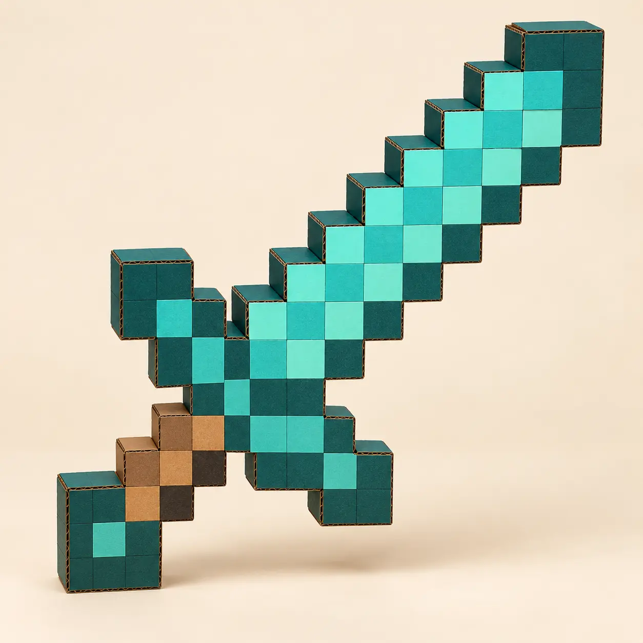 Pixelated cardboard pickaxe