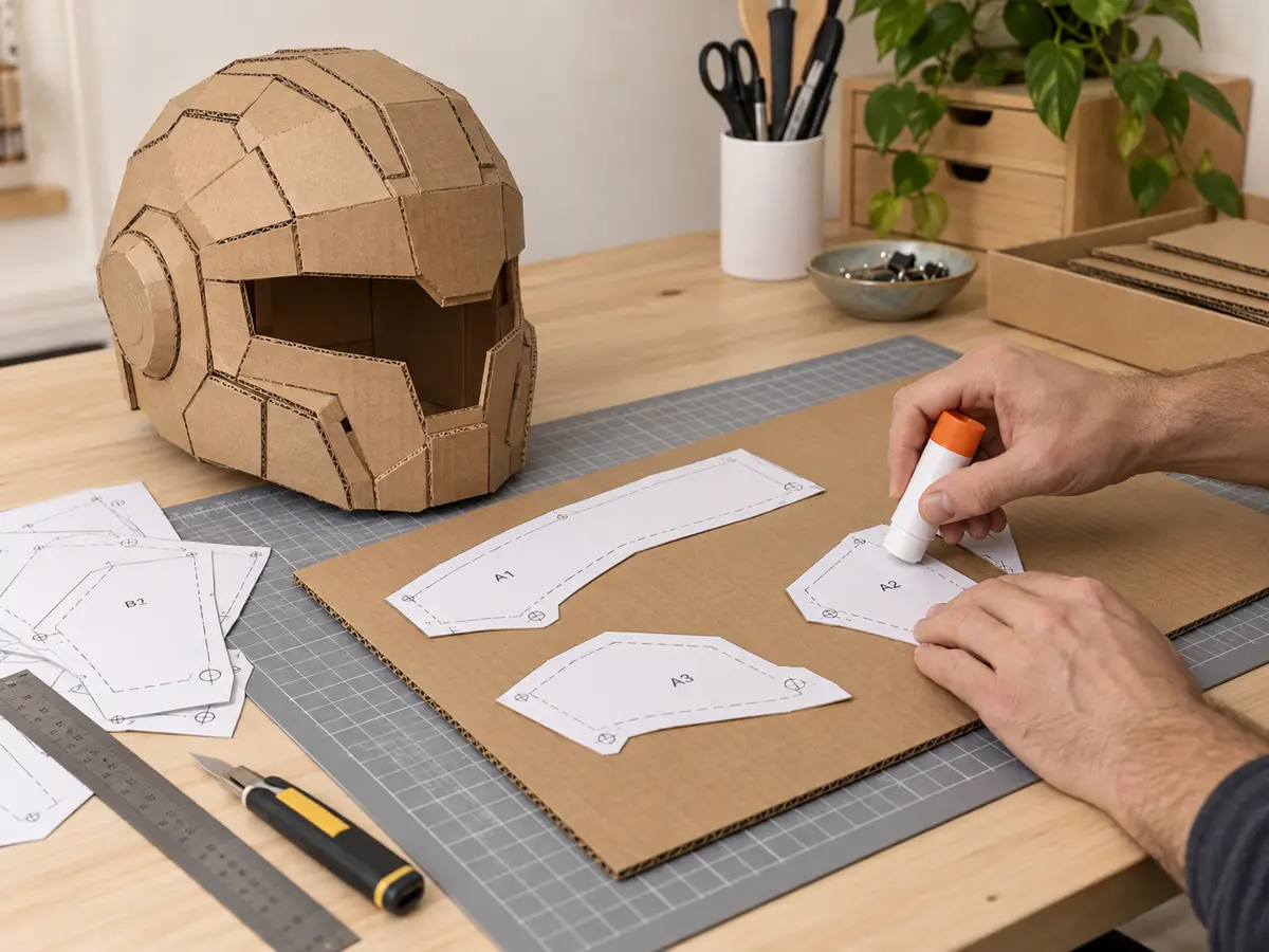 Glue paper pattern to cardboard