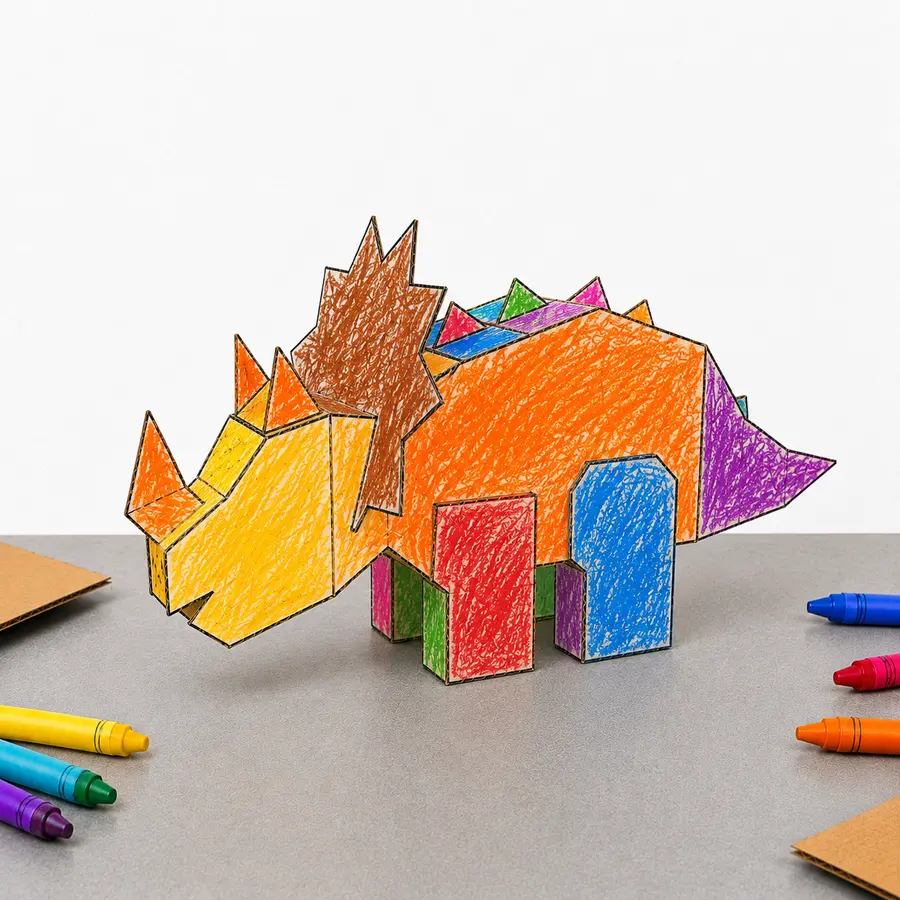 Triceratops cardboard pattern